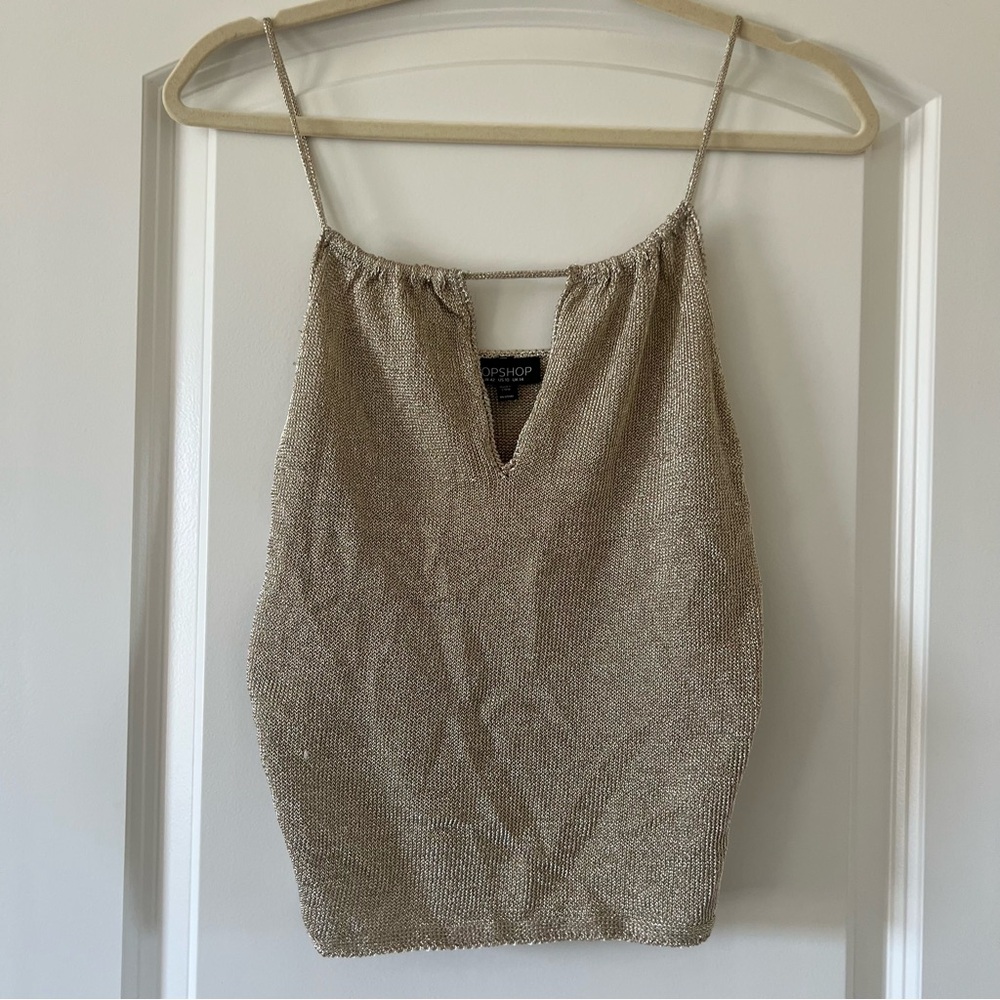 Topshop Tan Shimmer Cut Out Camisole for a Night Out